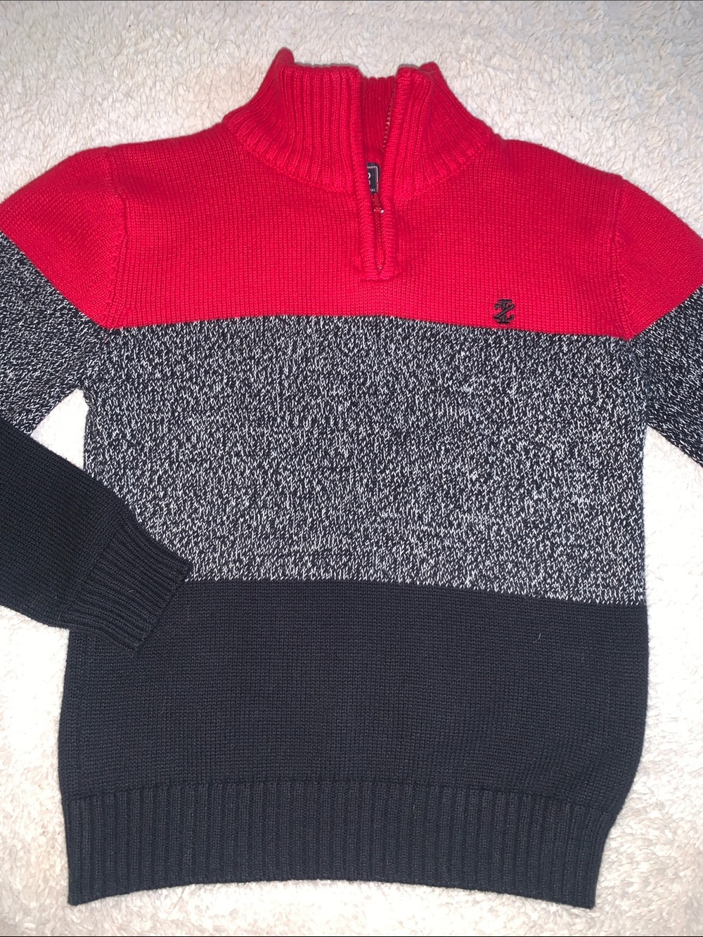Izod Colorblock Quarter Zip Sweater 4/5 EUC Black Red